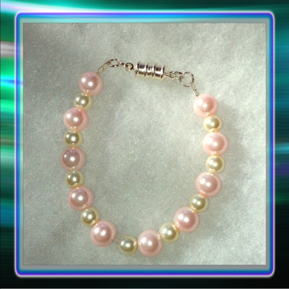Pink & White Glass Bracelet